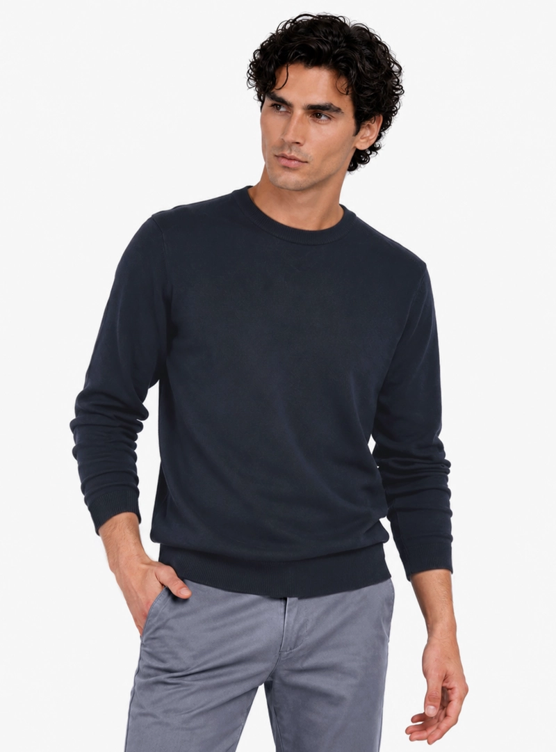 SWEATER FINE COTTON REGULAR FIT AZUL MARINO ARROW - 1
