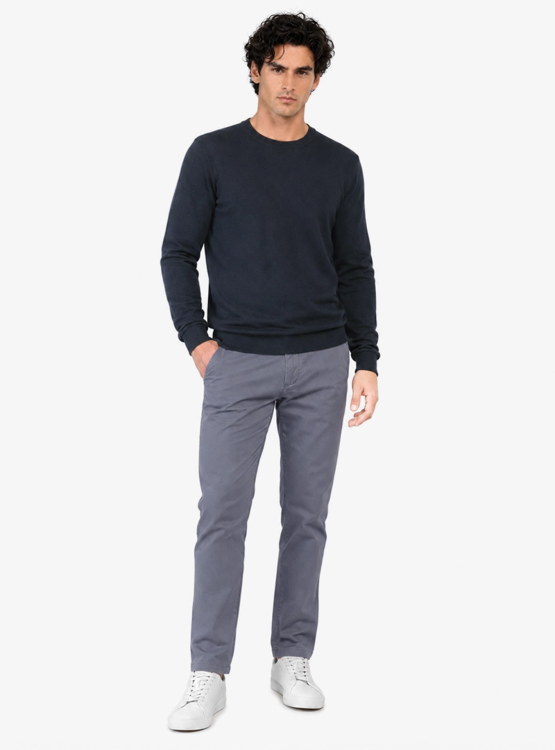 SWEATER FINE COTTON REGULAR FIT AZUL MARINO ARROW - 3