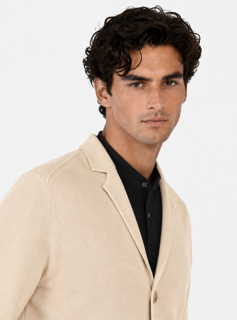 CARDIGAN LISO REGULAR FIT BEIGE ARROW - 3