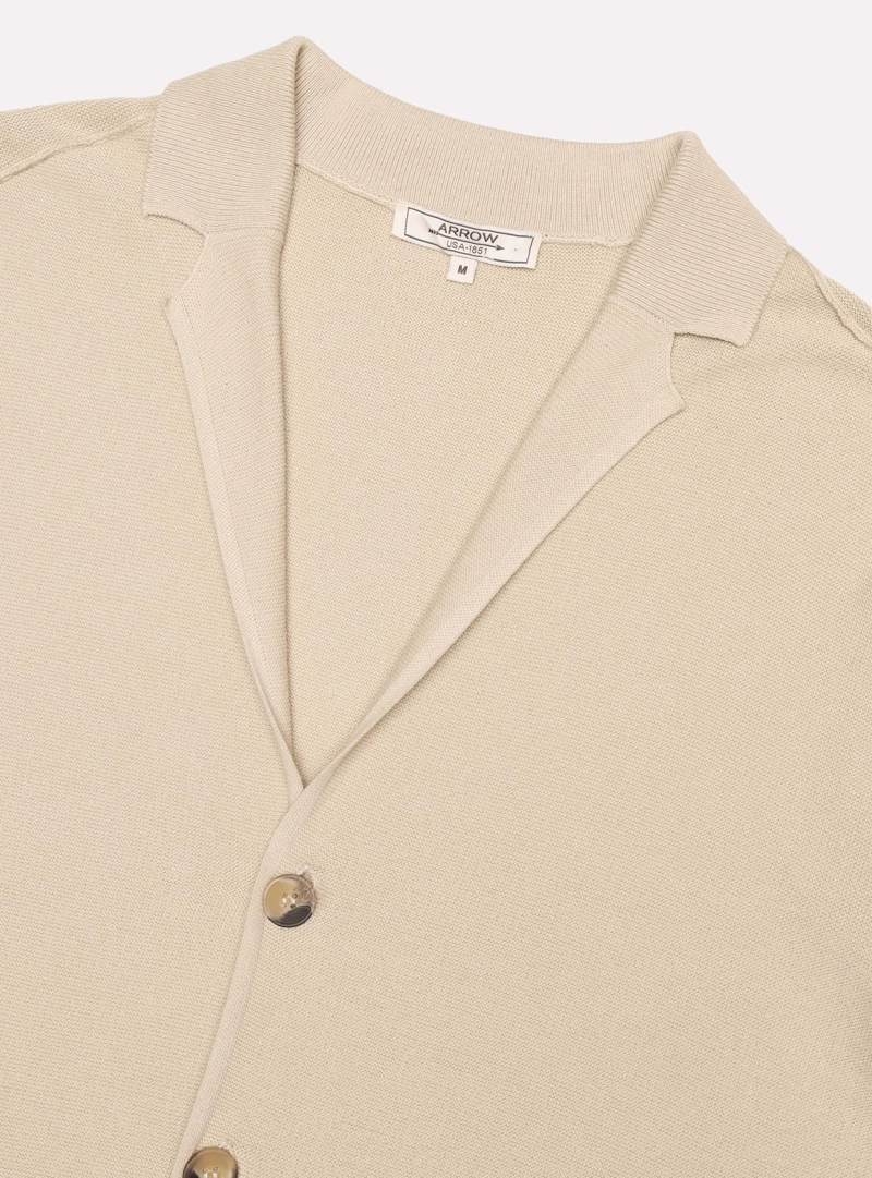 CARDIGAN LISO REGULAR FIT BEIGE ARROW - 5