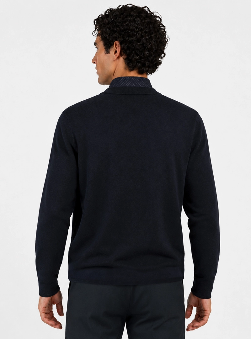 CARDIGAN LISO REGULAR FIT AZUL MARINO ARROW - 2