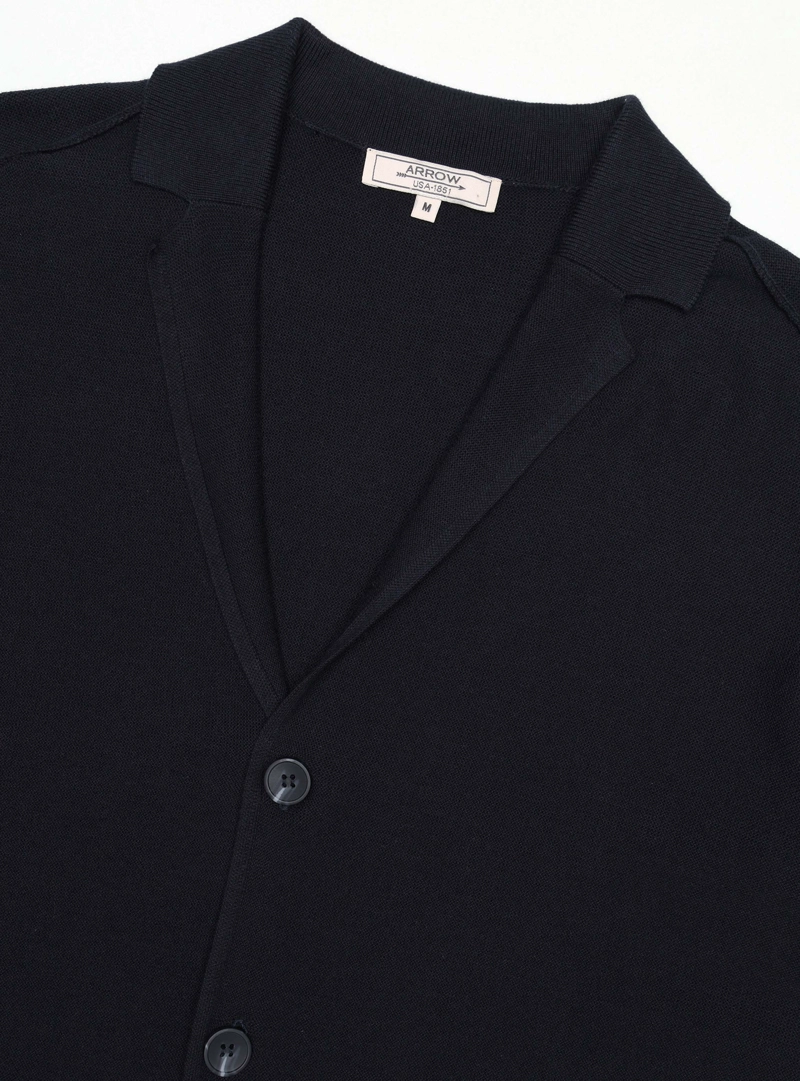 CARDIGAN LISO REGULAR FIT AZUL MARINO ARROW - 5