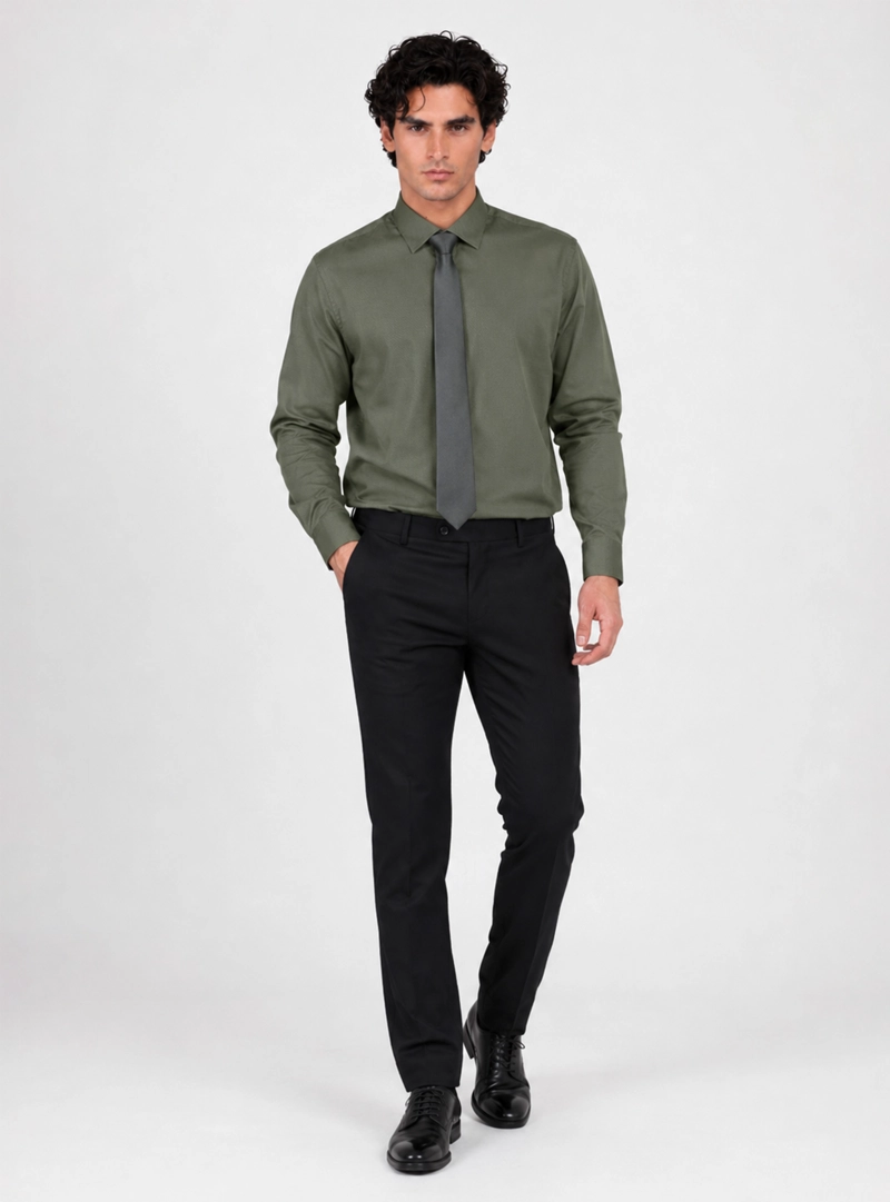 CAMISA FORMAL SPANDEX SLIM FIT OLIVA ARROW - 4