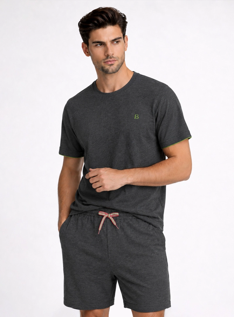 PIJAMA CORTO REGULAR FIT GRIS OSCURO PIERO BUTTI - 1