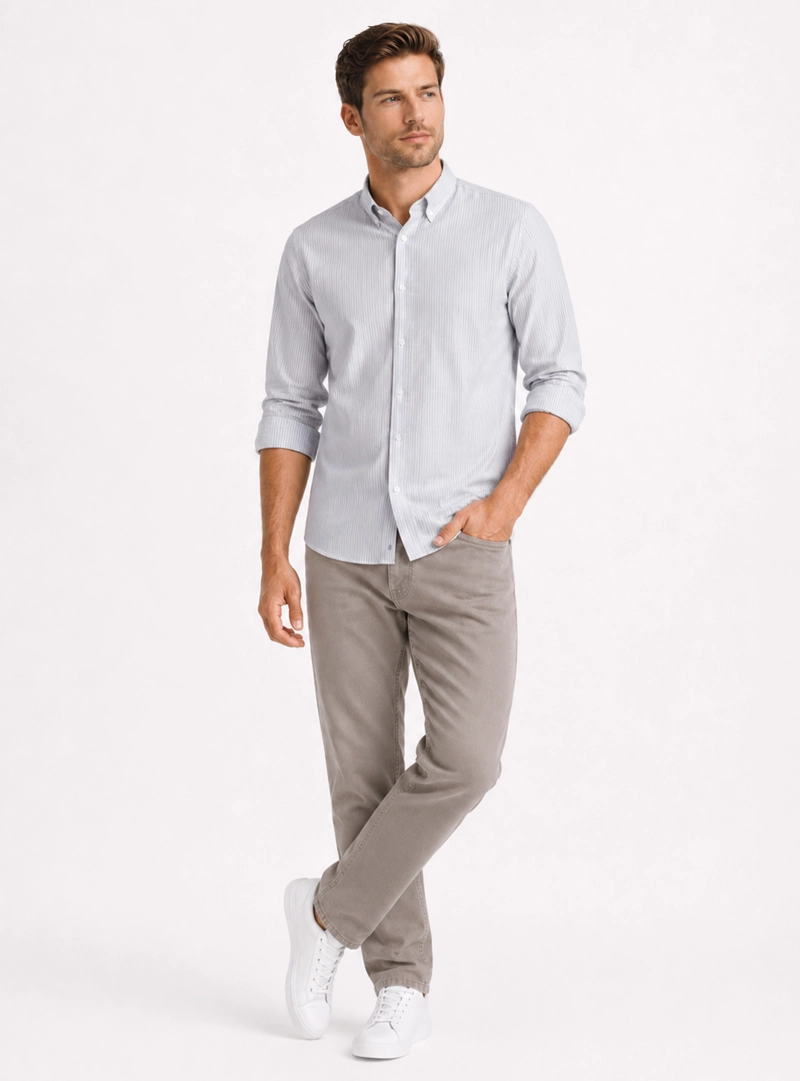 CAMISA A RAYAS REGULAR FIT BLANCO ARROW - 4
