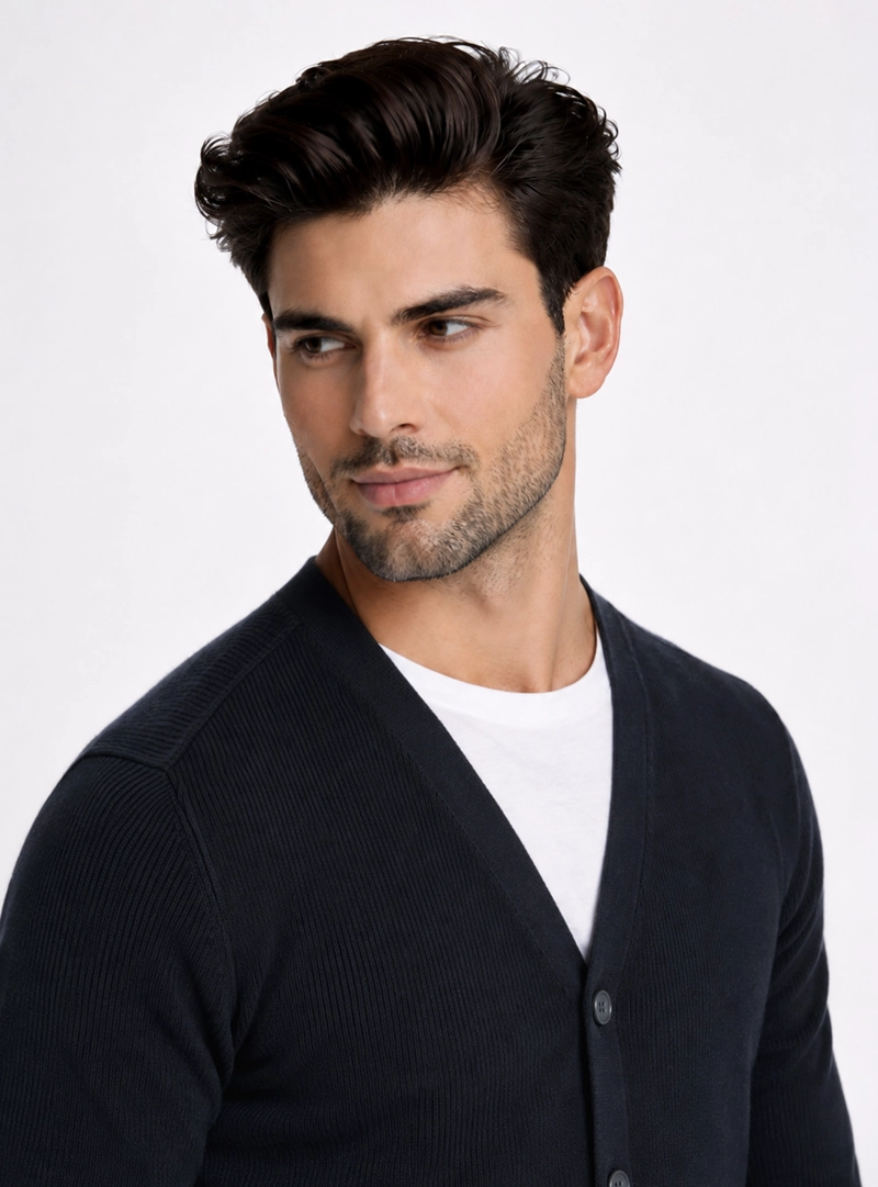 CARDIGAN TEXTURADO REGULAR FIT AZUL MARINO PIERO BUTTI - 3