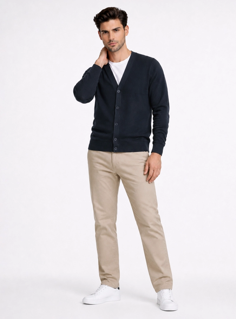 CARDIGAN TEXTURADO REGULAR FIT AZUL MARINO PIERO BUTTI - 4