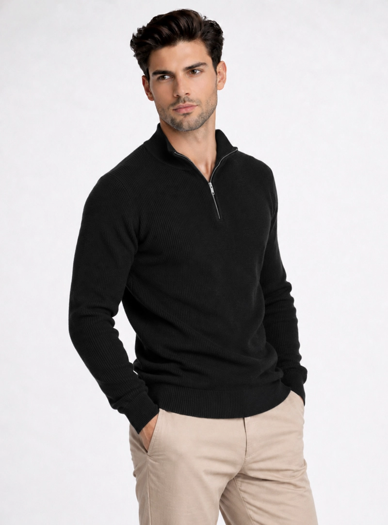 SWEATER CUELLO ALTO REGULAR FIT NEGRO PIERO BUTTI - 1