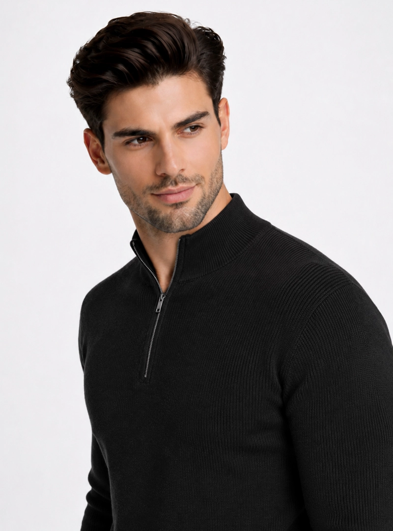 SWEATER CUELLO ALTO REGULAR FIT NEGRO PIERO BUTTI - 3