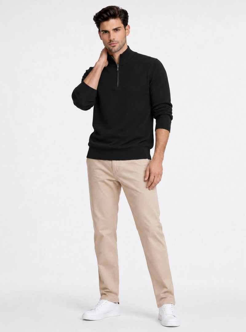 SWEATER CUELLO ALTO REGULAR FIT NEGRO PIERO BUTTI - 4