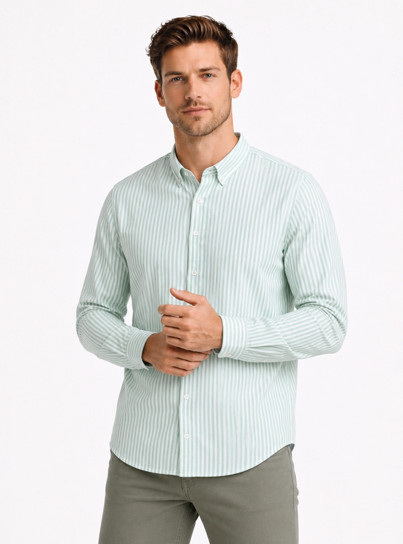 CAMISA OXFORD SPANDEX REGULAR FIT VERDE ARROW - 1