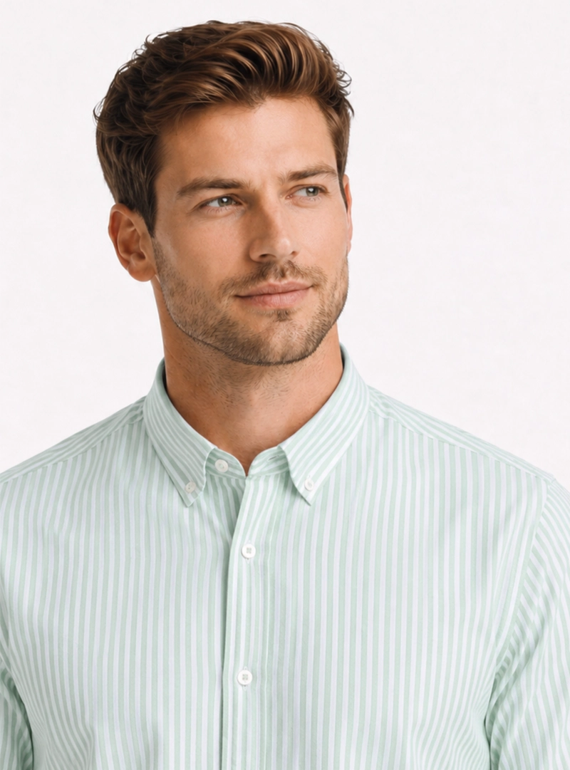 CAMISA OXFORD SPANDEX REGULAR FIT VERDE ARROW - 3