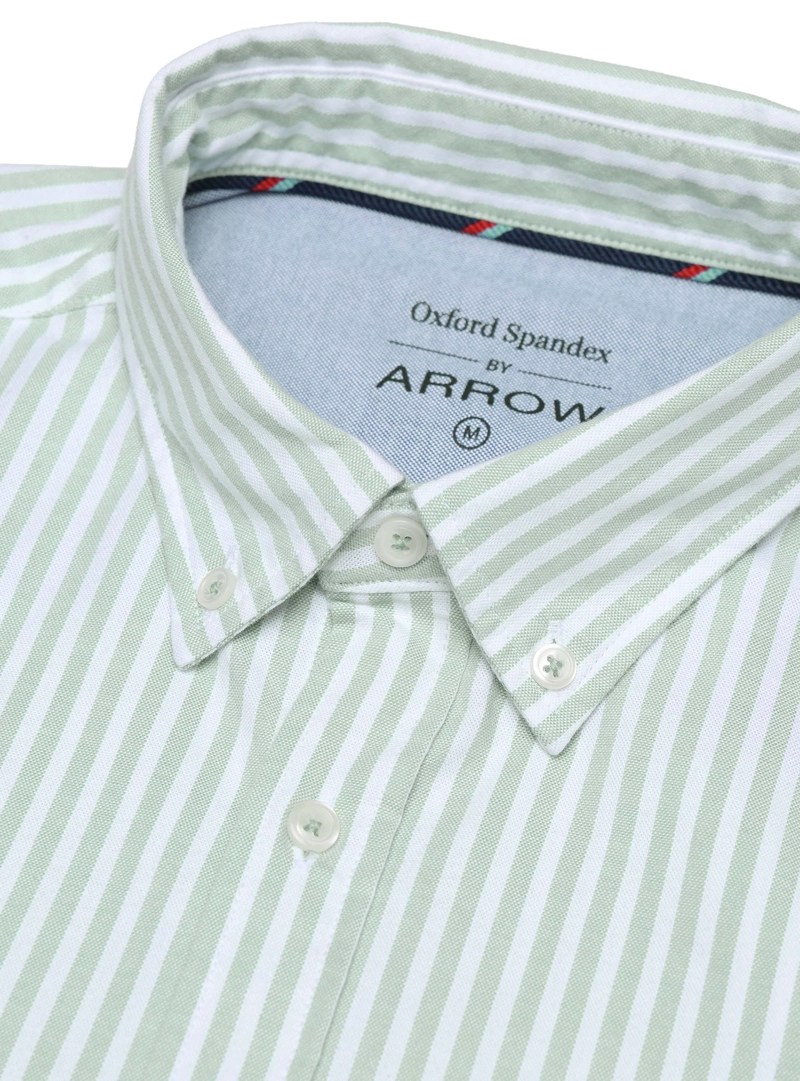 CAMISA OXFORD SPANDEX REGULAR FIT VERDE ARROW - 5