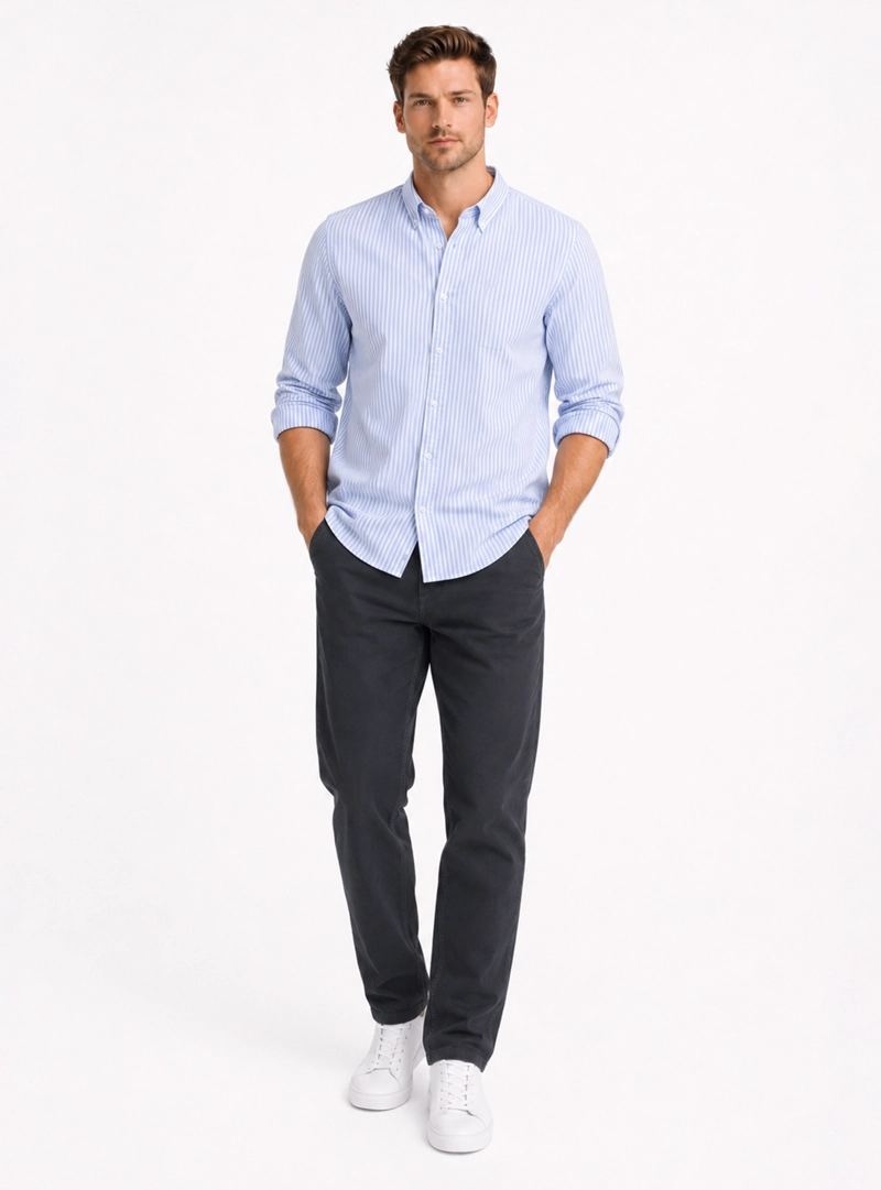 CAMISA OXFORD SPANDEX REGULAR FIT CELESTE ARROW - 4