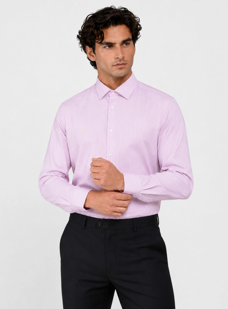 CAMISA FORMAL TEXTURADA SLIM FIT ROSADO ARROW - 1