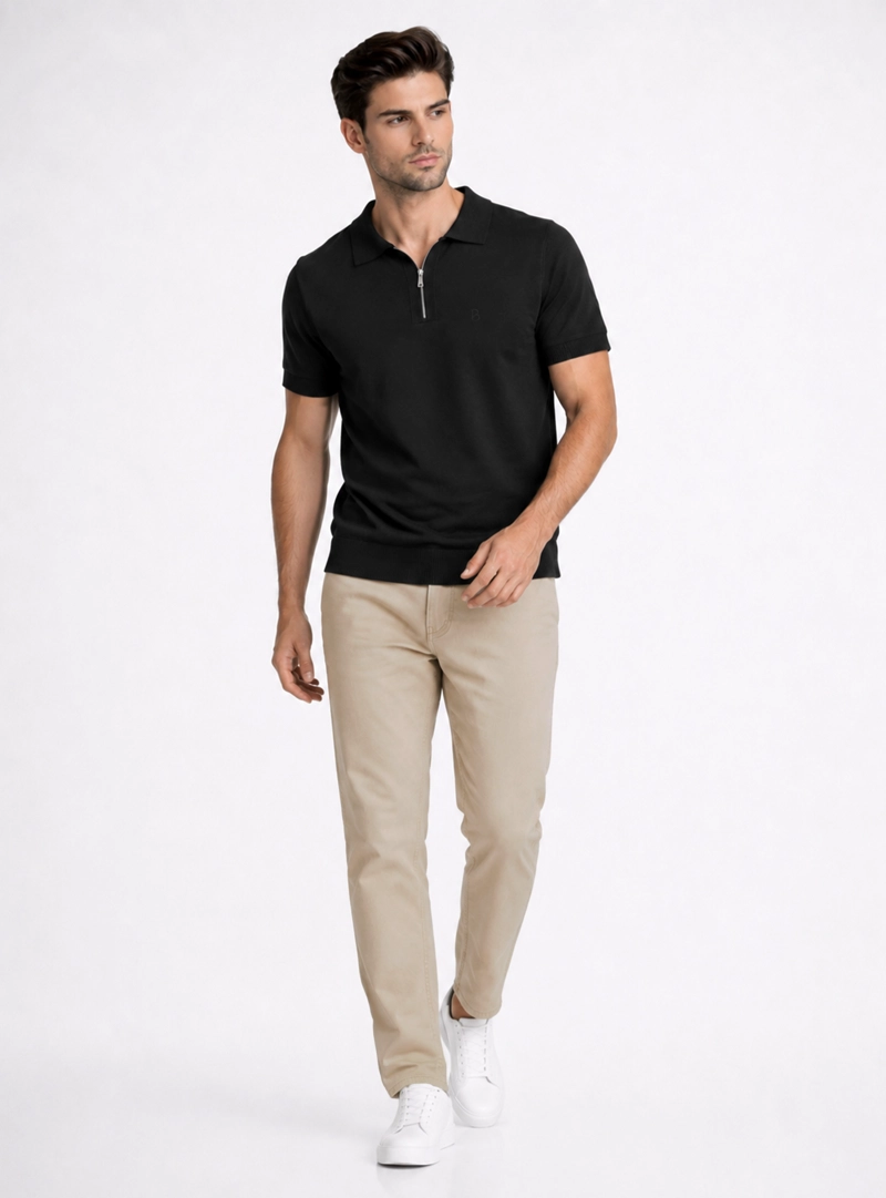 POLERA TEJIDA LISA REGULAR FIT NEGRO PIERO BUTTI - 4