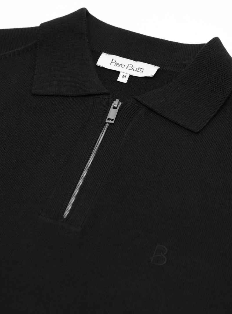 POLERA TEJIDA LISA REGULAR FIT NEGRO PIERO BUTTI - 5