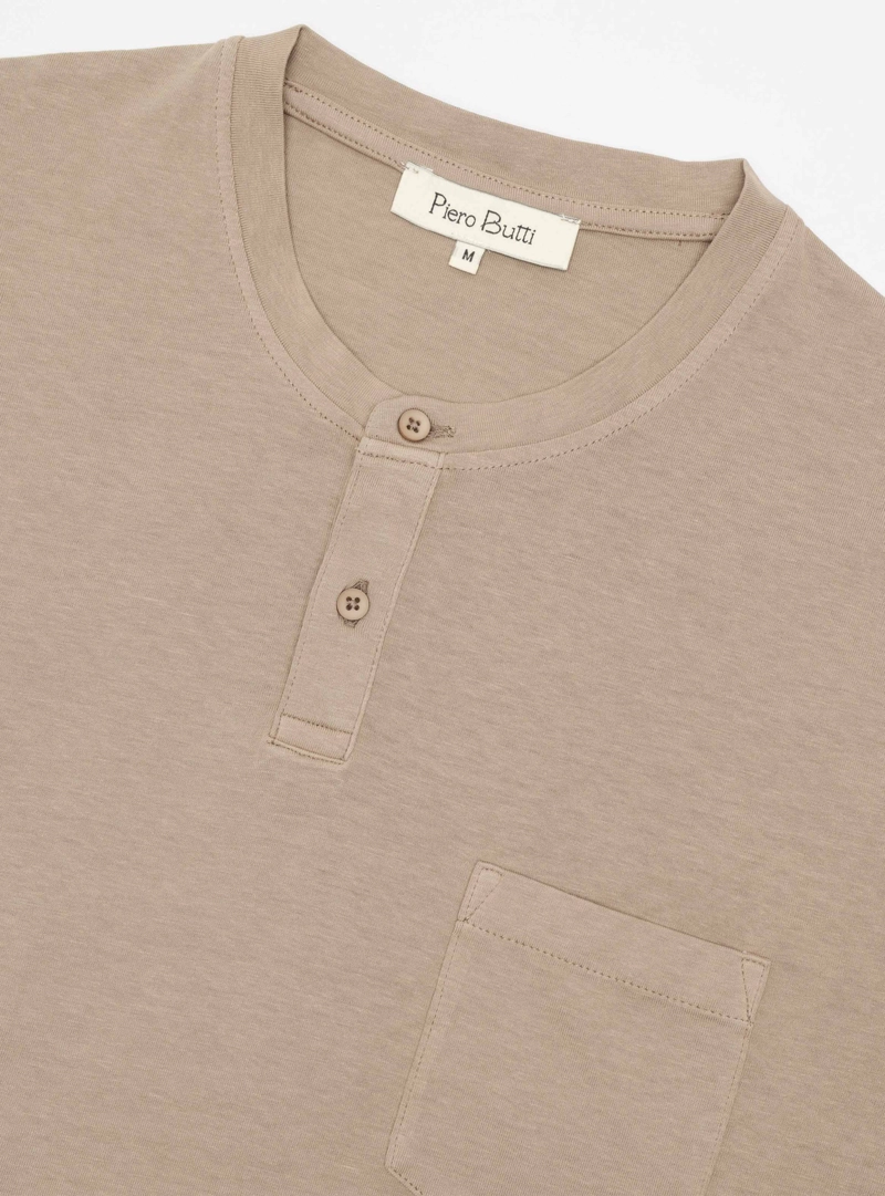 POLERA LISA STONE WASH REGULAR FIT CAFE  PIERO BUTTI - 5