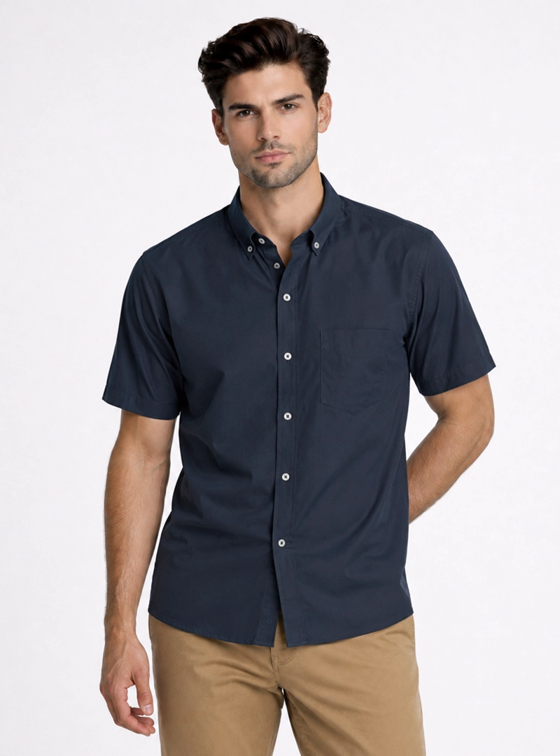 CAMISA LISA REGULAR FIT AZUL MARINO PIERO BUTTI - 1