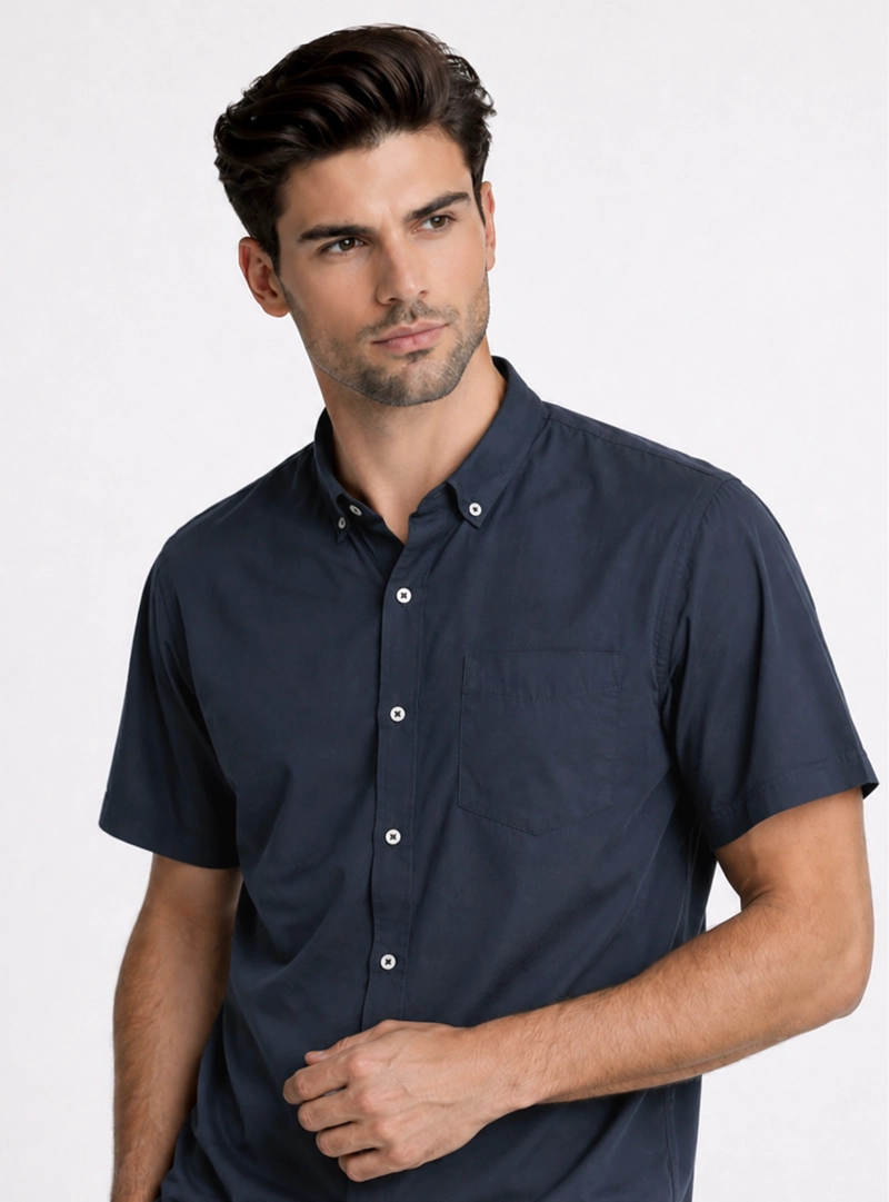 CAMISA LISA REGULAR FIT AZUL MARINO PIERO BUTTI - 3