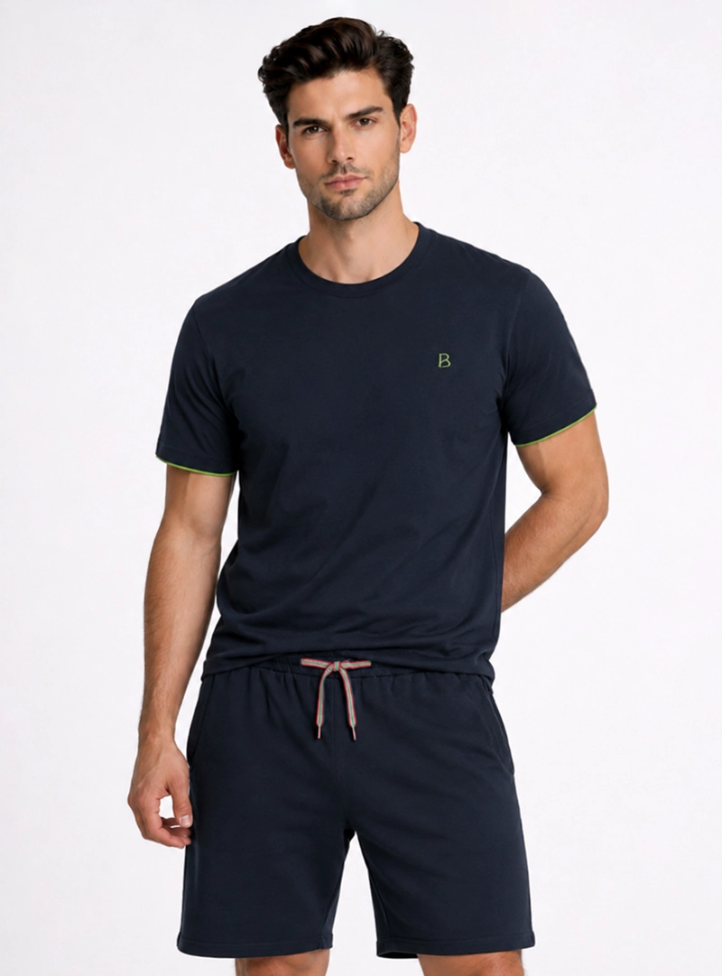 PIJAMA CORTO REGULAR FIT AZUL PIERO BUTTI - 1