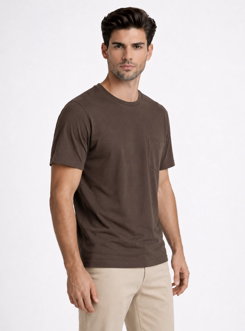 POLERA CUELLO REDONDO REGULAR FIT CAFE  PIERO BUTTI - 1