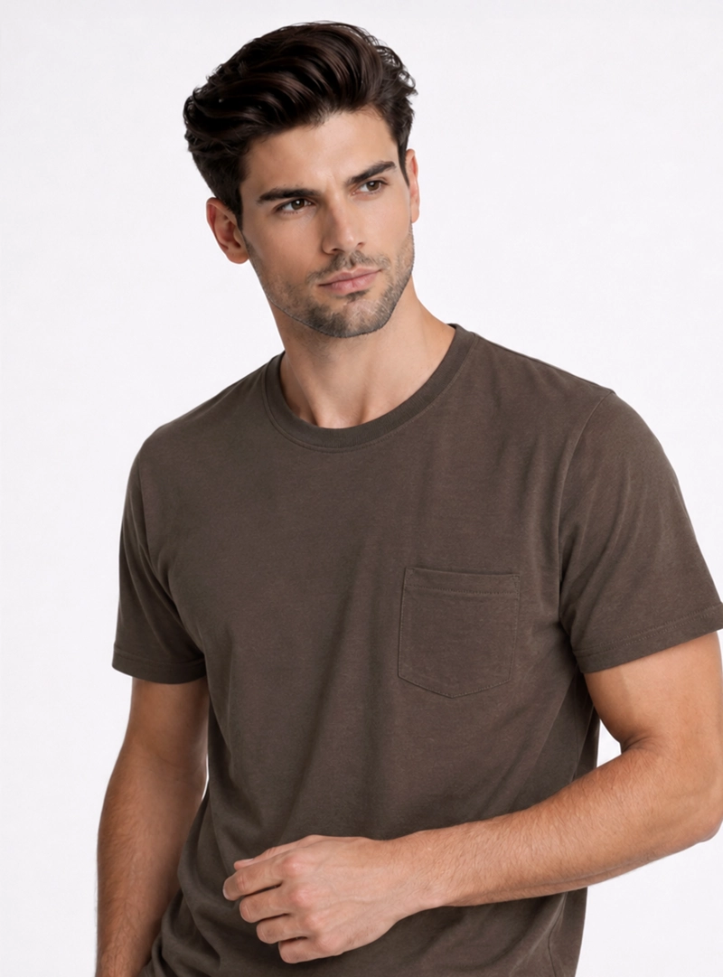 POLERA CUELLO REDONDO REGULAR FIT CAFE  PIERO BUTTI - 3