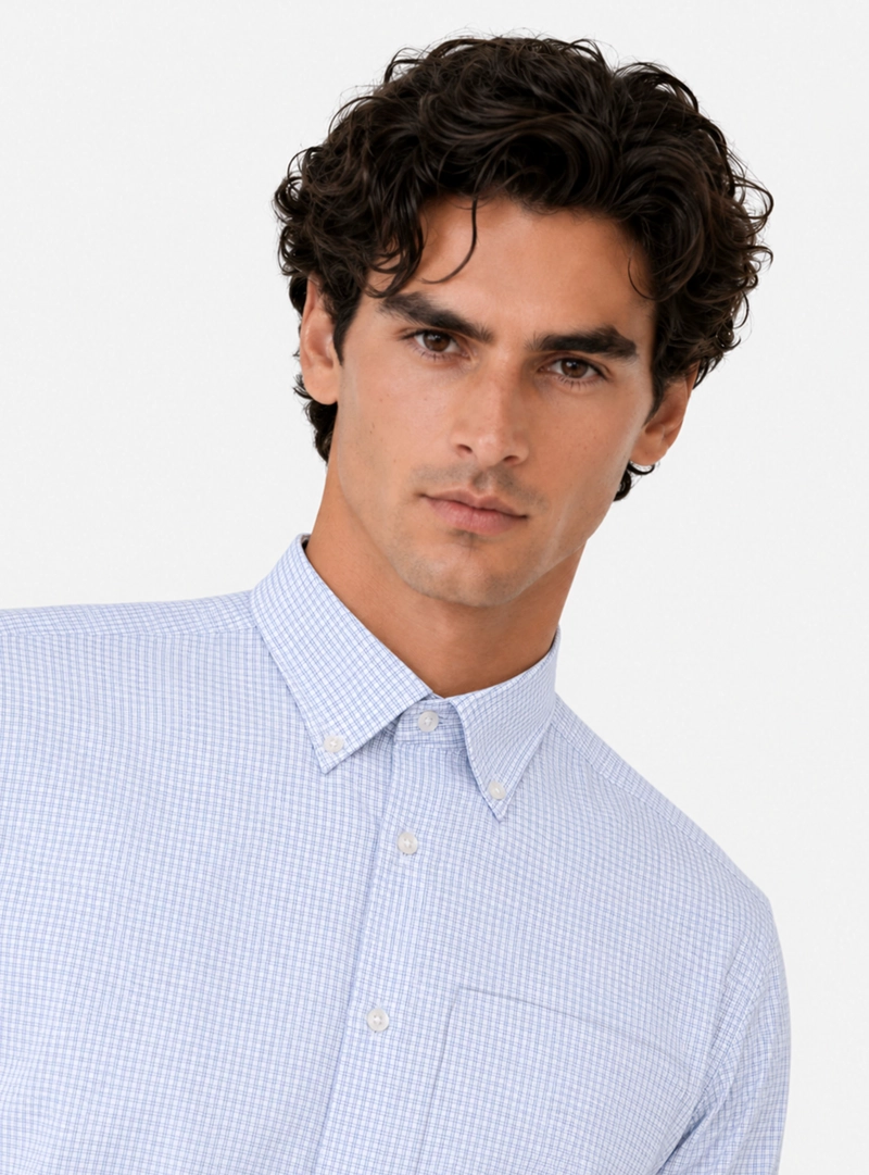 CAMISA FORMAL CUADROS TAILORED FIT CELESTE ARROW - 4
