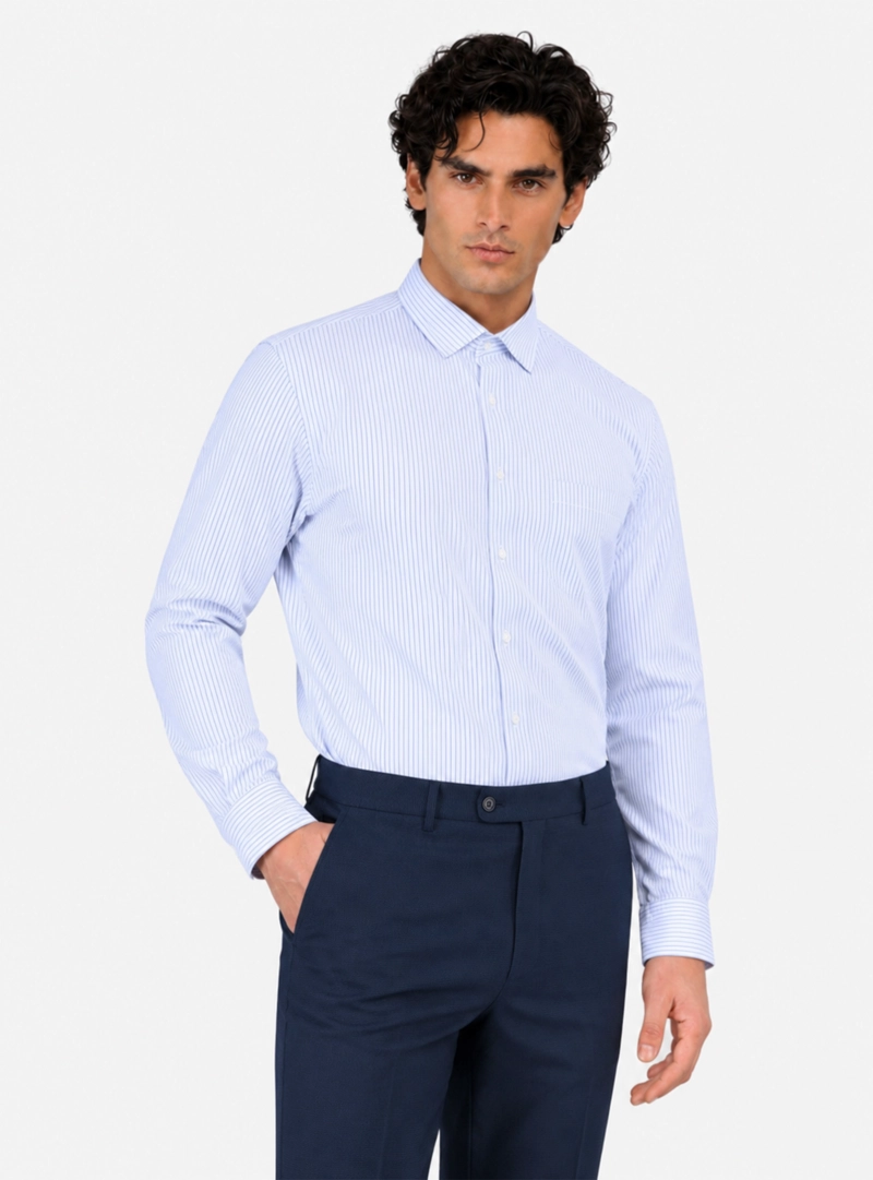 CAMISA FORMAL RAYAS SLIM FIT AZUL ARROW - 1