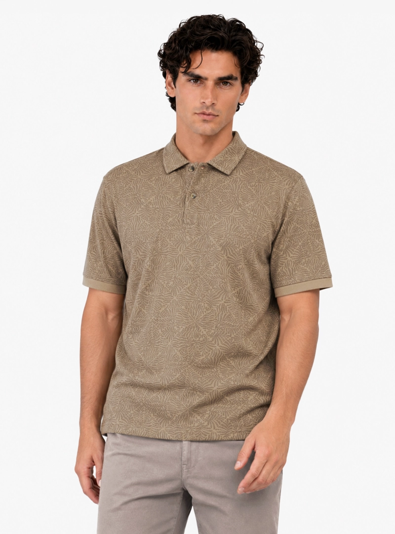 POLERA PRINT PIQUE REGULAR FIT CAFE  ARROW - 1