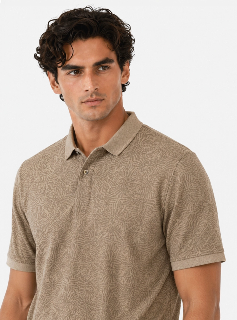 POLERA PRINT PIQUE REGULAR FIT CAFE  ARROW - 3