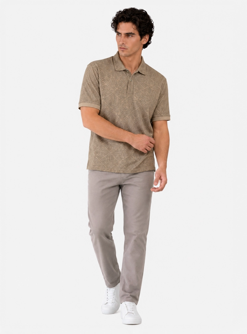 POLERA PRINT PIQUE REGULAR FIT CAFE  ARROW - 4