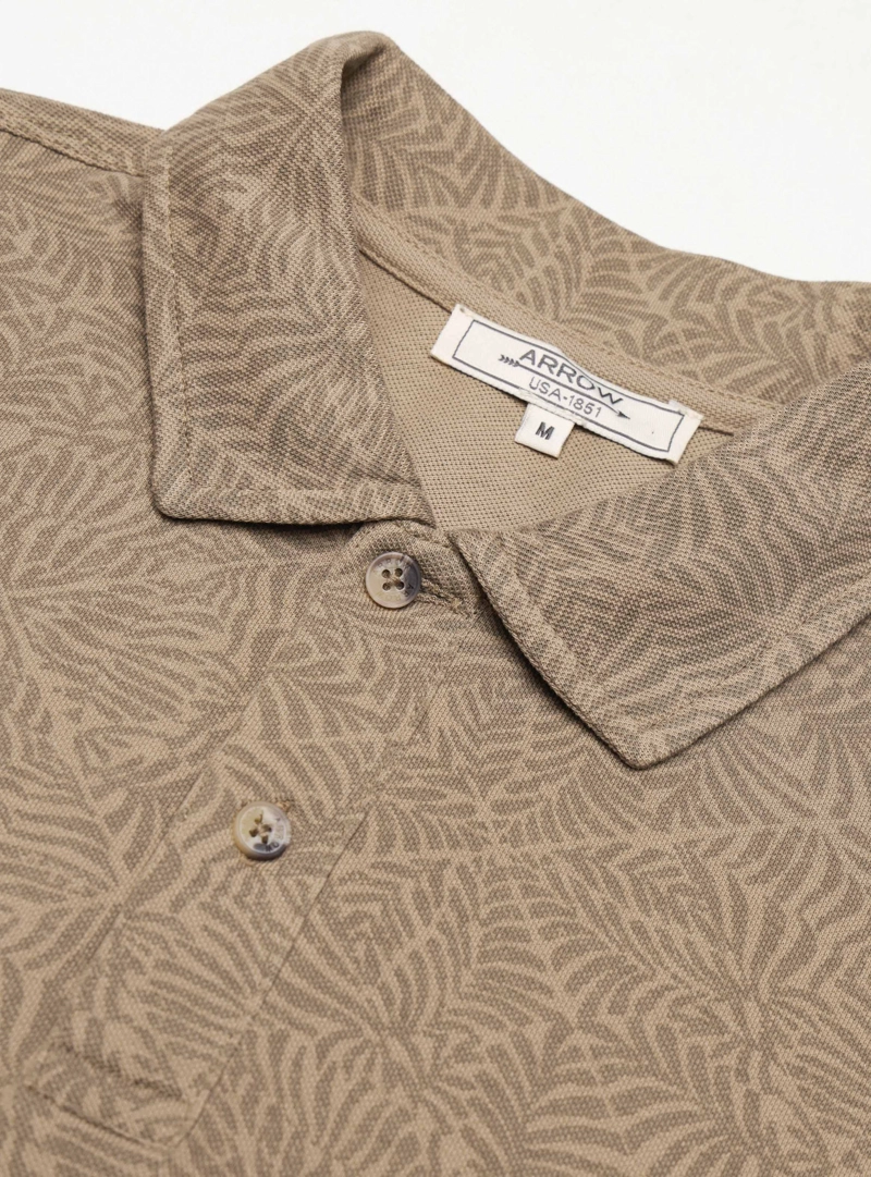 POLERA PRINT PIQUE REGULAR FIT CAFE  ARROW - 5