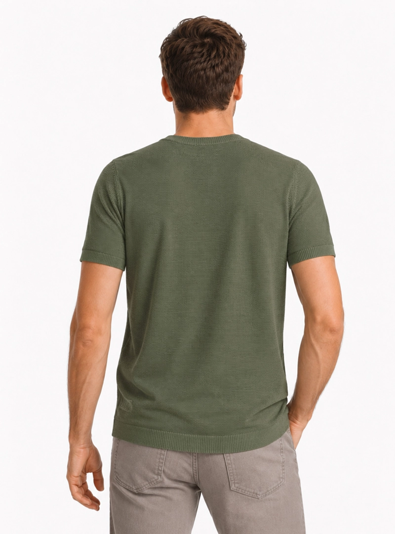 POLERA TEJIDA LINO-ALGODON REGULAR FIT VERDE ARROW - 2