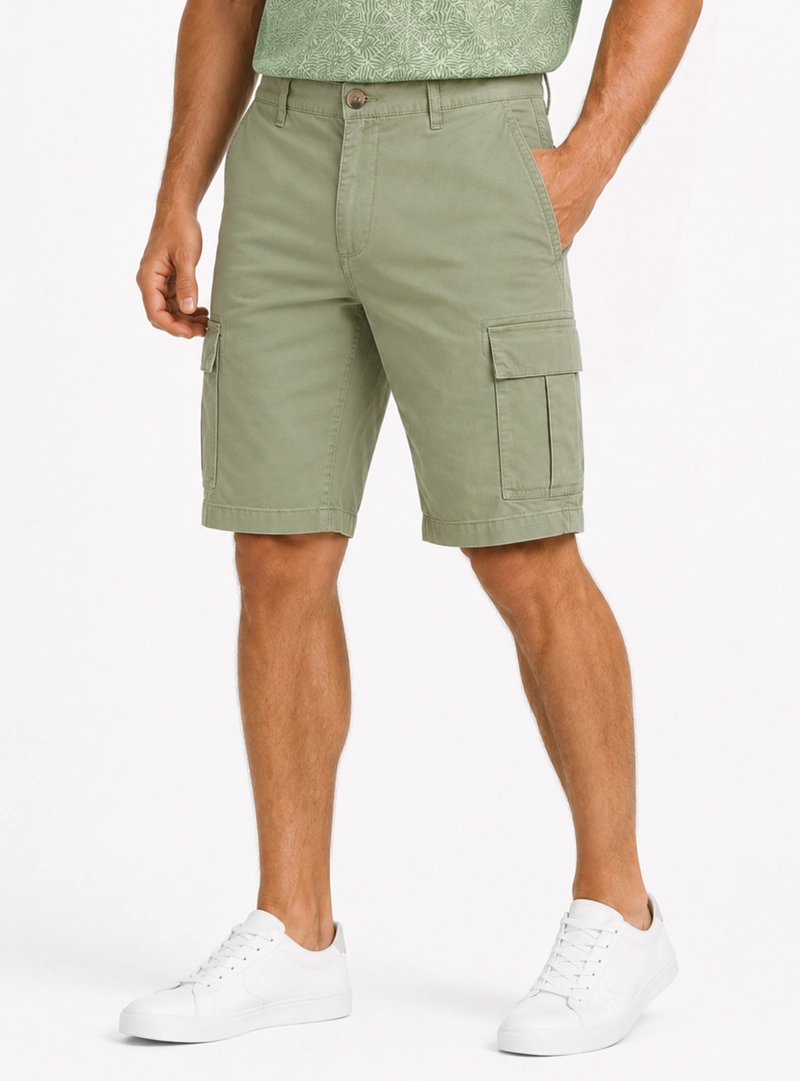 BERMUDA CARGO SPANDEX REGULAR FIT VERDE ARROW - 1