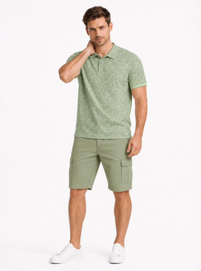 BERMUDA CARGO SPANDEX REGULAR FIT VERDE ARROW - 4