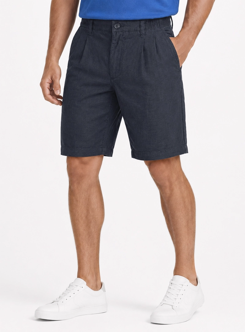 BERMUDA LINO ALGODON REGULAR FIT AZUL MARINO ARROW - 1