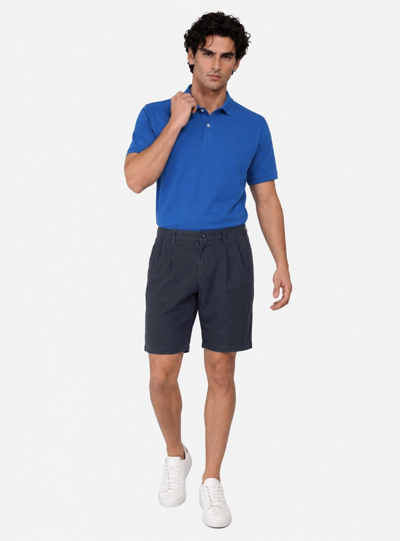 BERMUDA LINO ALGODON REGULAR FIT AZUL MARINO ARROW - 4