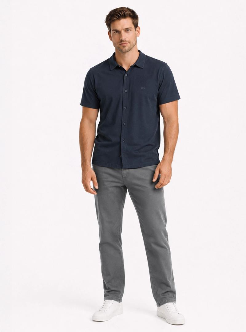 POLERA ABOTONADA REGULAR FIT AZUL MARINO ARROW - 4