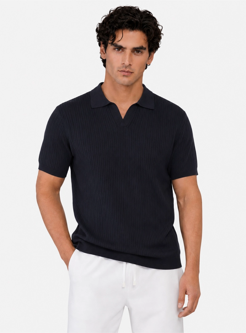 POLERA TEJIDA REGULAR FIT AZUL MARINO ARROW - 1