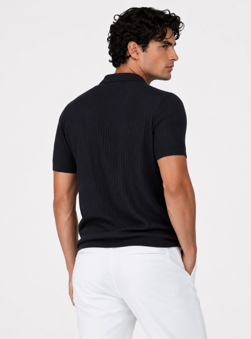 POLERA TEJIDA REGULAR FIT AZUL MARINO ARROW - 2