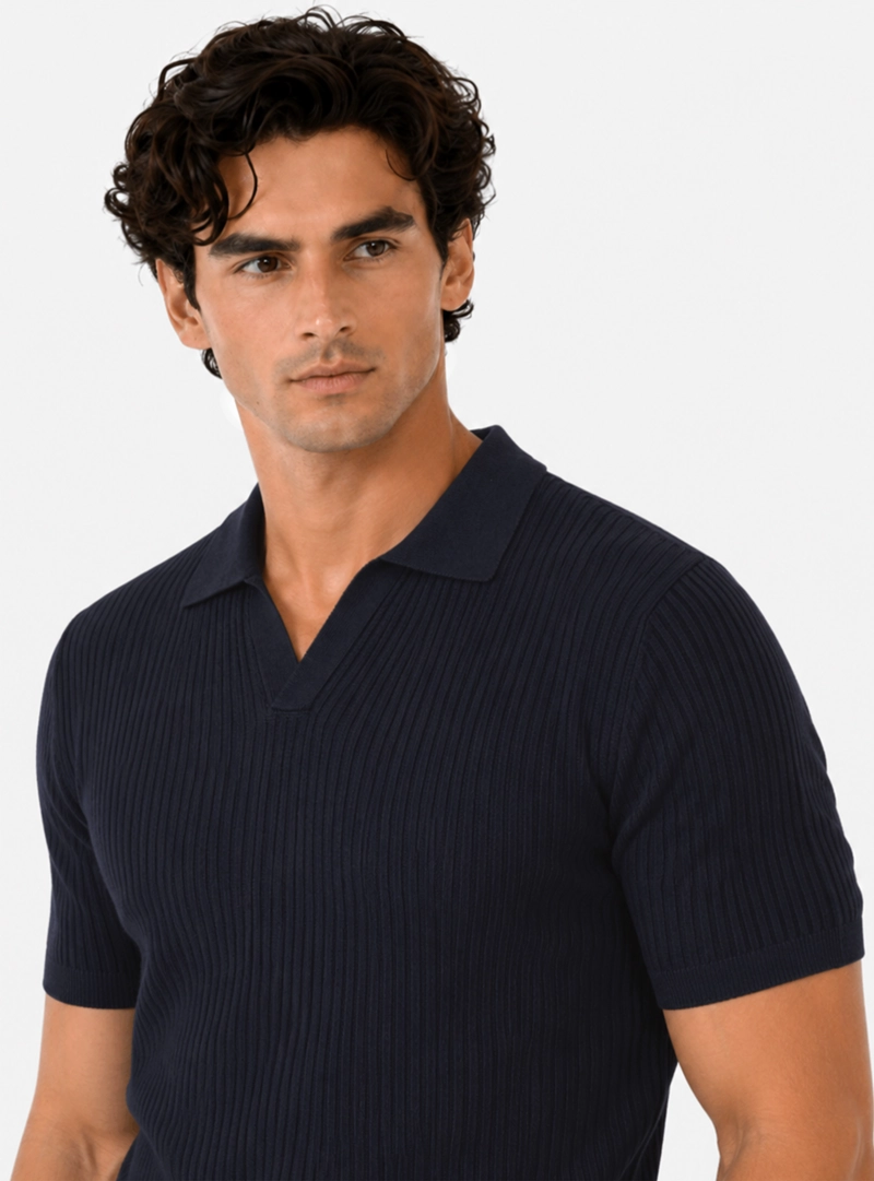 POLERA TEJIDA REGULAR FIT AZUL MARINO ARROW - 3