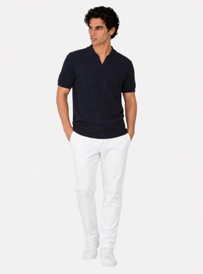 POLERA TEJIDA REGULAR FIT AZUL MARINO ARROW - 4