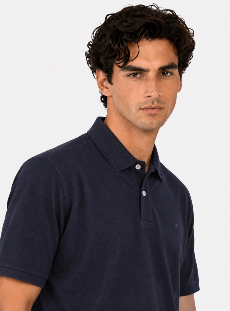 POLERA PIQUE REGULAR FIT AZUL MARINO ARROW - 3