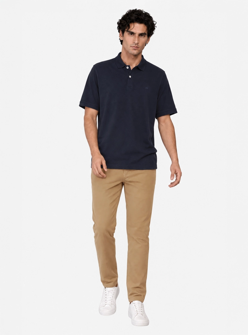 POLERA PIQUE REGULAR FIT AZUL MARINO ARROW - 4