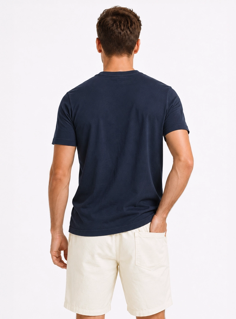 POLERA ALGODON LISA REGULAR FIT AZUL MARINO ARROW - 2