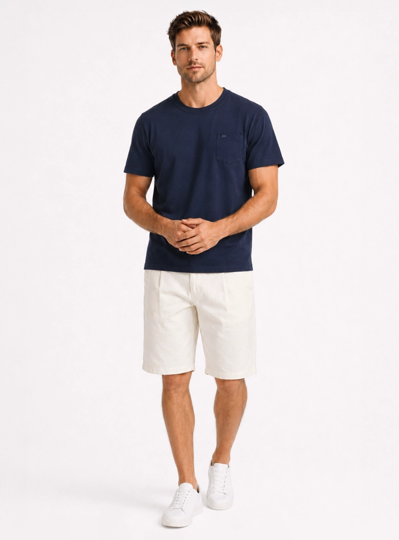 POLERA ALGODON LISA REGULAR FIT AZUL MARINO ARROW - 4
