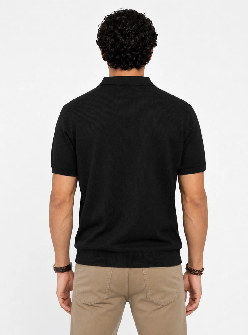 POLERA TEJIDA HALF ZIPPER REGULAR FIT NEGRO ARROW - 2