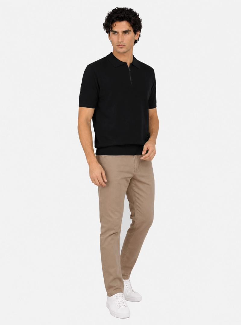 POLERA TEJIDA HALF ZIPPER REGULAR FIT NEGRO ARROW - 4