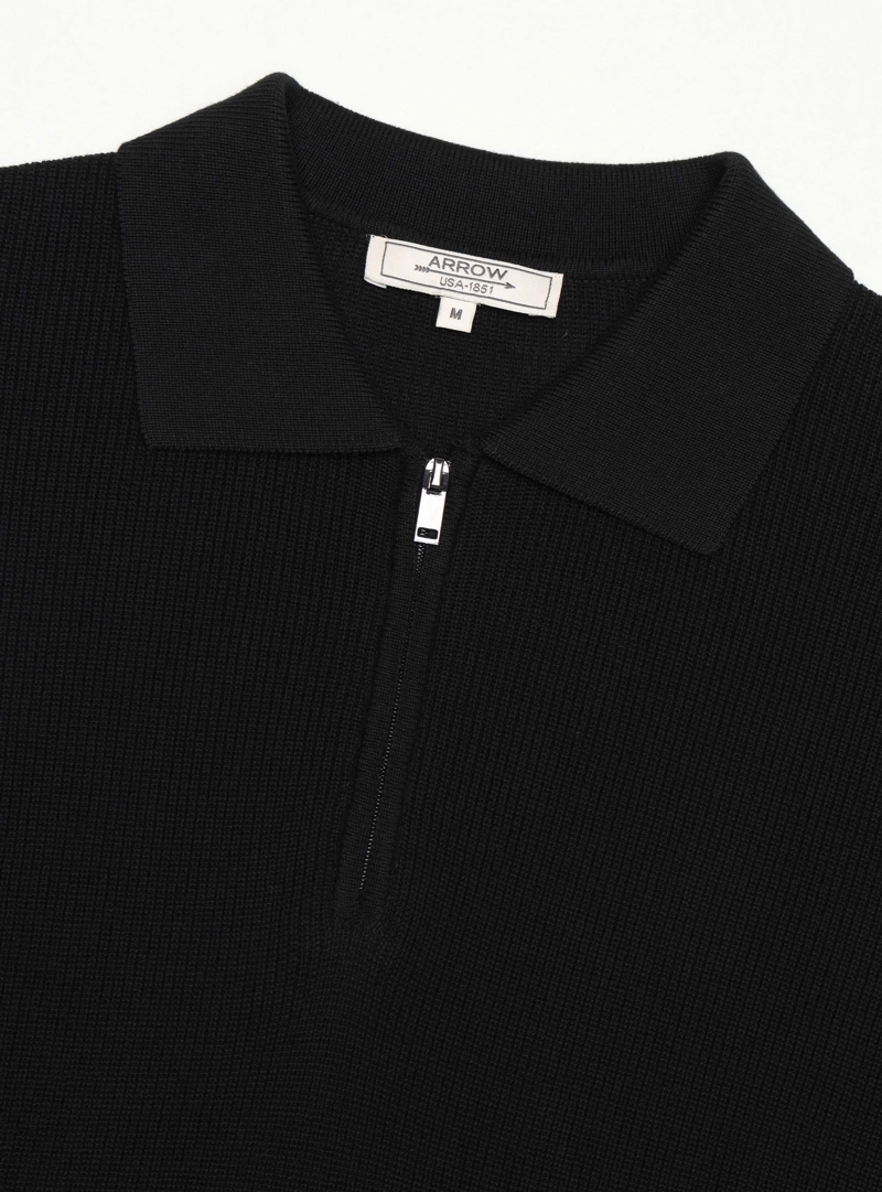 POLERA TEJIDA HALF ZIPPER REGULAR FIT NEGRO ARROW - 5